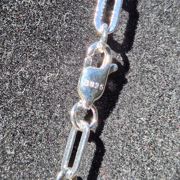 Sterling Silver Paperclip Link Necklace Sz22" Unisex - Picture 4 of 6